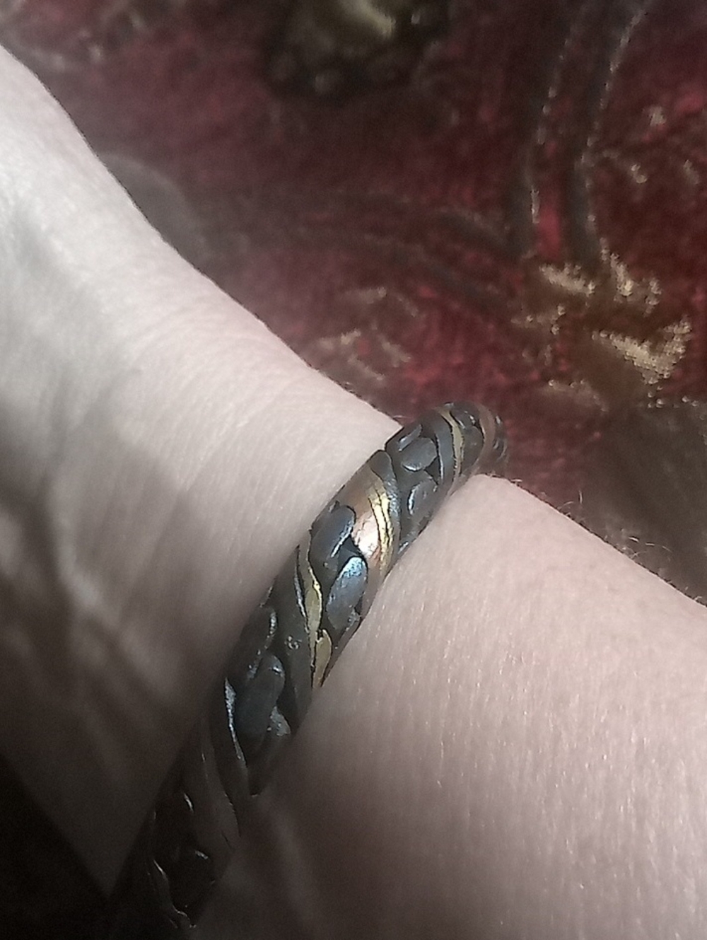 Handcrafted  Copper, Brass And Dark Iron Braided Cuff Bracelet -Mens Jewelry
